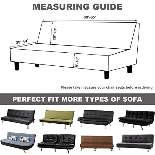 Housse de Canapé Housse de Clic Clac Extensible Pliable en Polyester Elastique Couvre Canapé 3 Places sans Accoudoirs(Gris) – Image 4