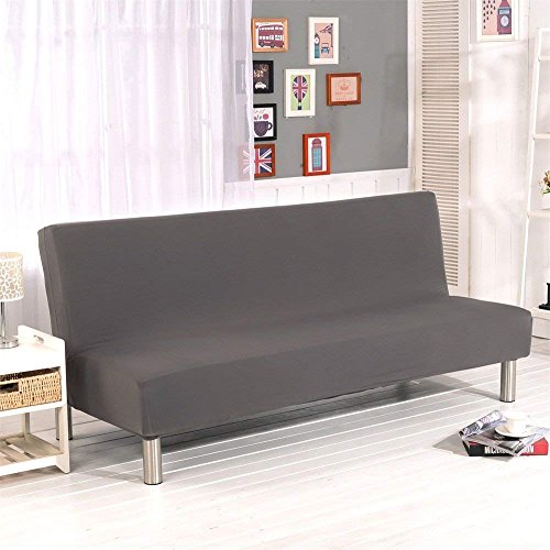 Housse de Canapé Housse de Clic Clac Extensible Pliable en Polyester Elastique Couvre Canapé 3 Places sans Accoudoirs(Gris) – Image 5