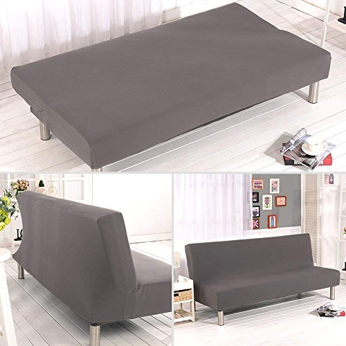 Housse de Canapé Housse de Clic Clac Extensible Pliable en Polyester Elastique Couvre Canapé 3 Places sans Accoudoirs(Gris) – Image 3